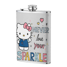 Hello Kitty 8oz Stainless Steel Flask - Compatible with Liquor, Whiskey, Spirits - Spill-proof, Portable, Ideal Gift