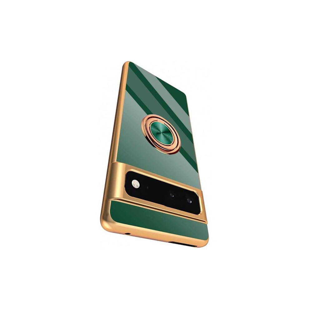 Google Pixel 6A Elegant & Shockproof Case With Ring Holder Flawless Dark Green 9418476314063