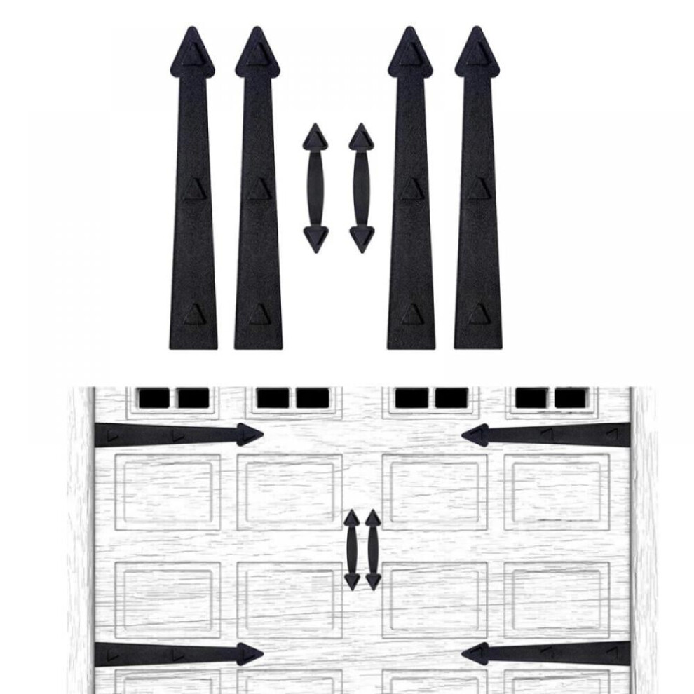 Jandel Garage Door Magnetic Decorative Hardware Kit, 4 Handles Door Carriage Accents For 2 Car Garage, Strong Magnets, Black 9418476314179