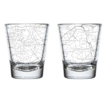 Set of 2 Shot Glasses 1.75oz Gift City Map Paris, France
