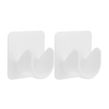 2 Pcs Hooks Pole Clips Bar Clamp Rod Holder Without Drilling Holes Wall Mount Curtain Holders Hat Shower White Plastic