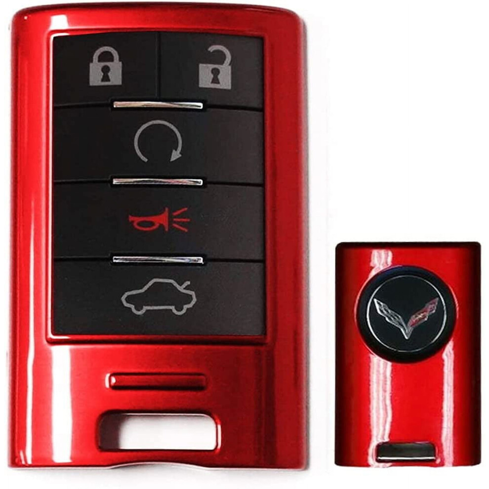 (1) Exact Fit Gloss Metallic Smart Remote Key Fob Shell Compatible With Cadillac Ats Cts Dts Xts Escalade, Red 9130661596725