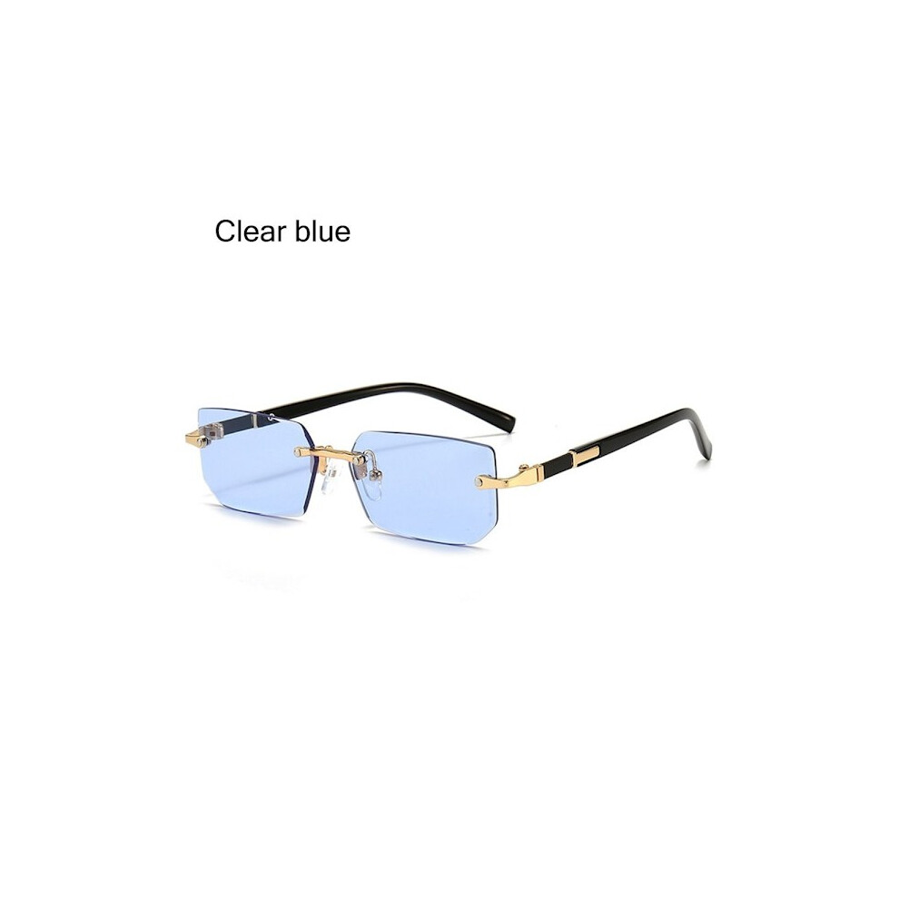 Rimless Rectangle Sunglasses Rimless Sunglasses Clear Clear Blue 9130661599870