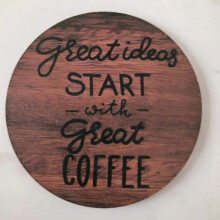 Fun Coffee Round Wooden Art Kit DIY Art With Stand For Beginners Adults Children Art Round Wooden Coffee Coffee Office Wooden Gifts 1PC