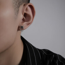 Exquisite Fashion Black Zircon Ear Studs Hypoallergenic Men's Earrings