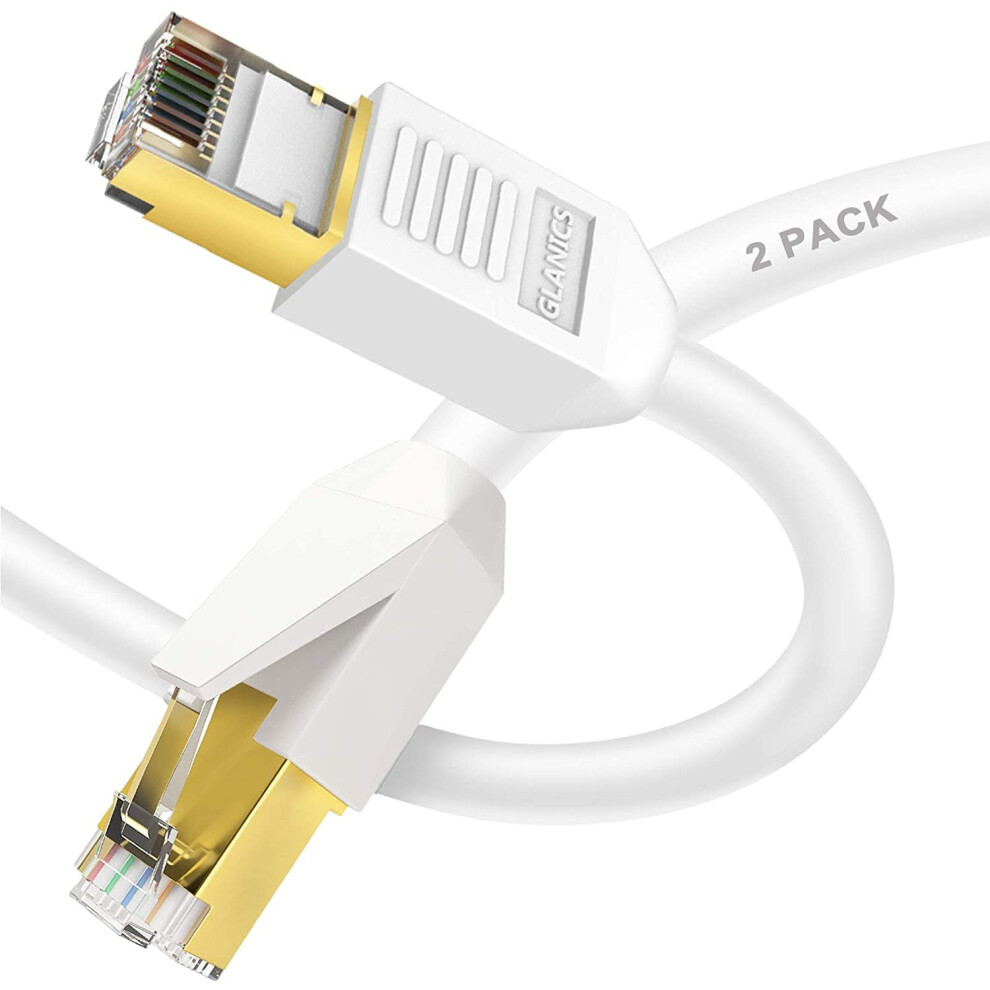 Cat 8 Ethernet Cable 15 Ft, Network Internet Cable 2 Pack Patch Rj45 High-Speed Plated Plug Sstp Lan Wire Gold 9170372827565