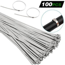 100PCS 304 Stainless Steel Exhaust Wrap Coated Metal Locking Cable Zip Ties for Home Patio Garden Men Women Gift