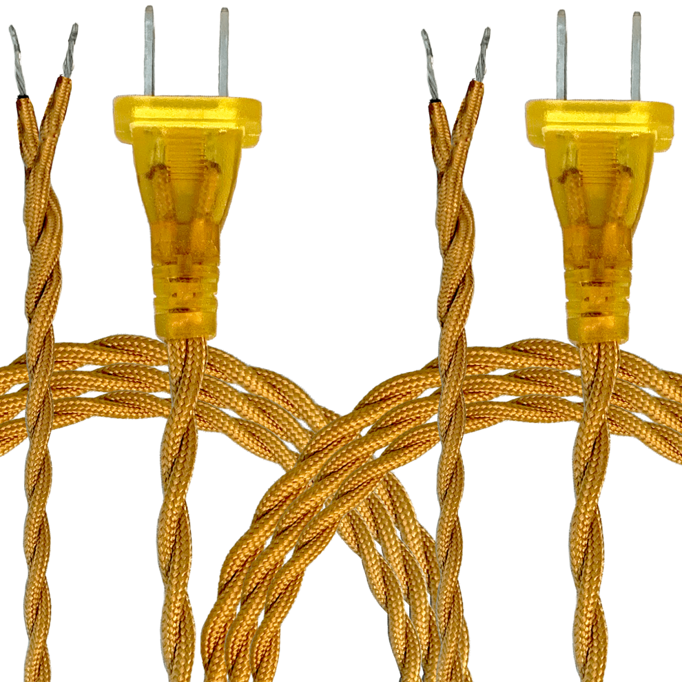 Royal Designs Twisted Rayon Lamp Cord 12 Ft Gold, Set Of 2, Spt-1 Ul Stamped, Compatible With Diy Repair/Replacement 9170372827954
