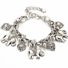Tssuoun Women's Vintage Love Heart Elephant Animal Anklet Multifunctional Summer Beach Anklet Bracelet for Wife Girlfriend