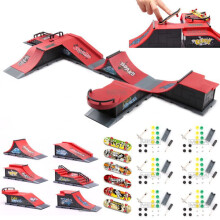 Mini Skatepark for Finger Skateboard Field Combination Toy Skateboard Park Ramp Toy Skateboard Ramp (6 skateboards + 6 accessory packs) 6-in-1 set