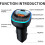 Bluetooth 5.0 FM Transmitter, Support 5V/3.1A USB + Type C, Bluetooth Car Music Player with Blue Mood Light, Support Hands-free Calling, U Disk 2