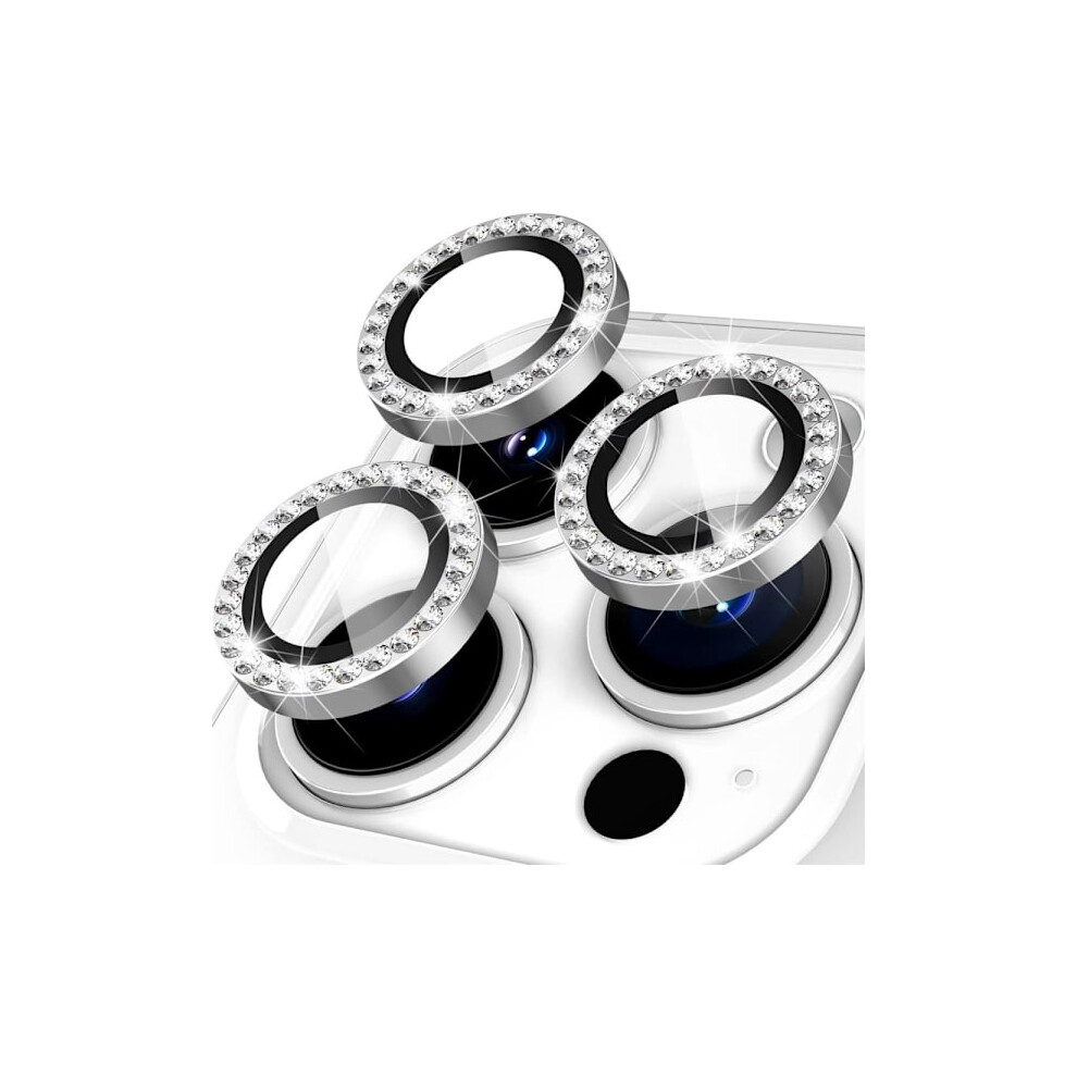 Camera Lens For Compatible With Iphone 15 Pro / 15 Pro Max Glitter Silver 9165521373970