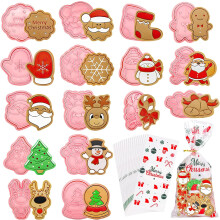 116Pcs Christmas Cookie Cutters & Christmas Cellophane Bags Cookie Stamps Cingerbread Christmas Tree Cookie Cutter Mini Cookie Cutters 3D Styles
