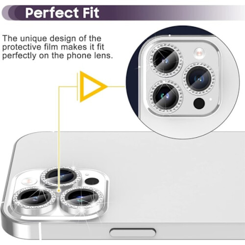 Camera lens for compatible with iPhone 15 Pro / 15 Pro Max Glitter Silver 1