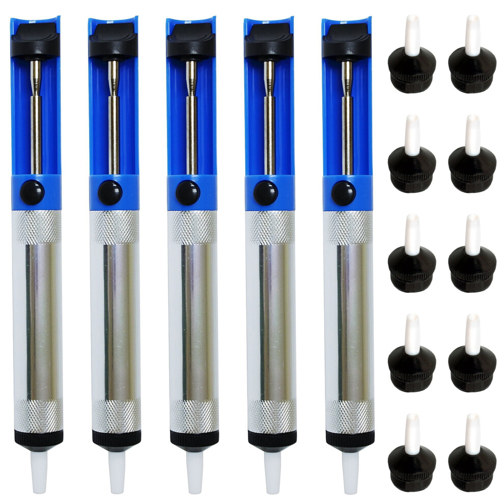5 Pack Solder Sucker Rohs Certified Desoldering Pump, Each Pump Comes With 2 Spare Tips 9165521374120