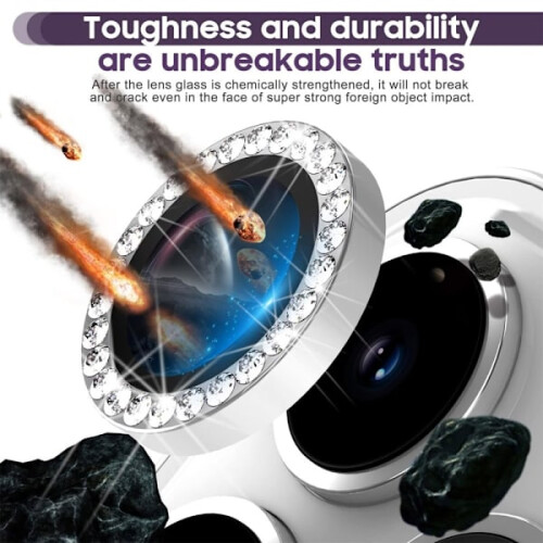 Camera lens for compatible with iPhone 15 Pro / 15 Pro Max Glitter Silver 2