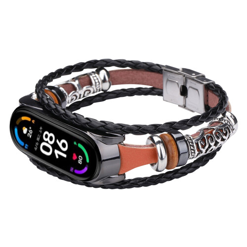 DGOO For Mi 6 Replacement Leather-Beading Bracelet Strap Weave- 1