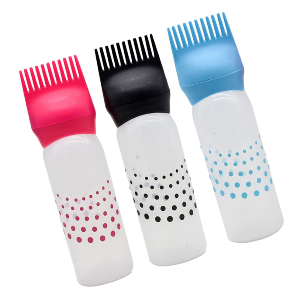 3pcs Refillable Hair Dye Applicator Bottles with Leakproof Comb for Salon and Professional Use