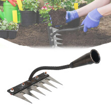 Garden Weeding Rake Heavy Duty Manganese Steel 6 Teeth Easy Root Removal Soil Loosening Tool