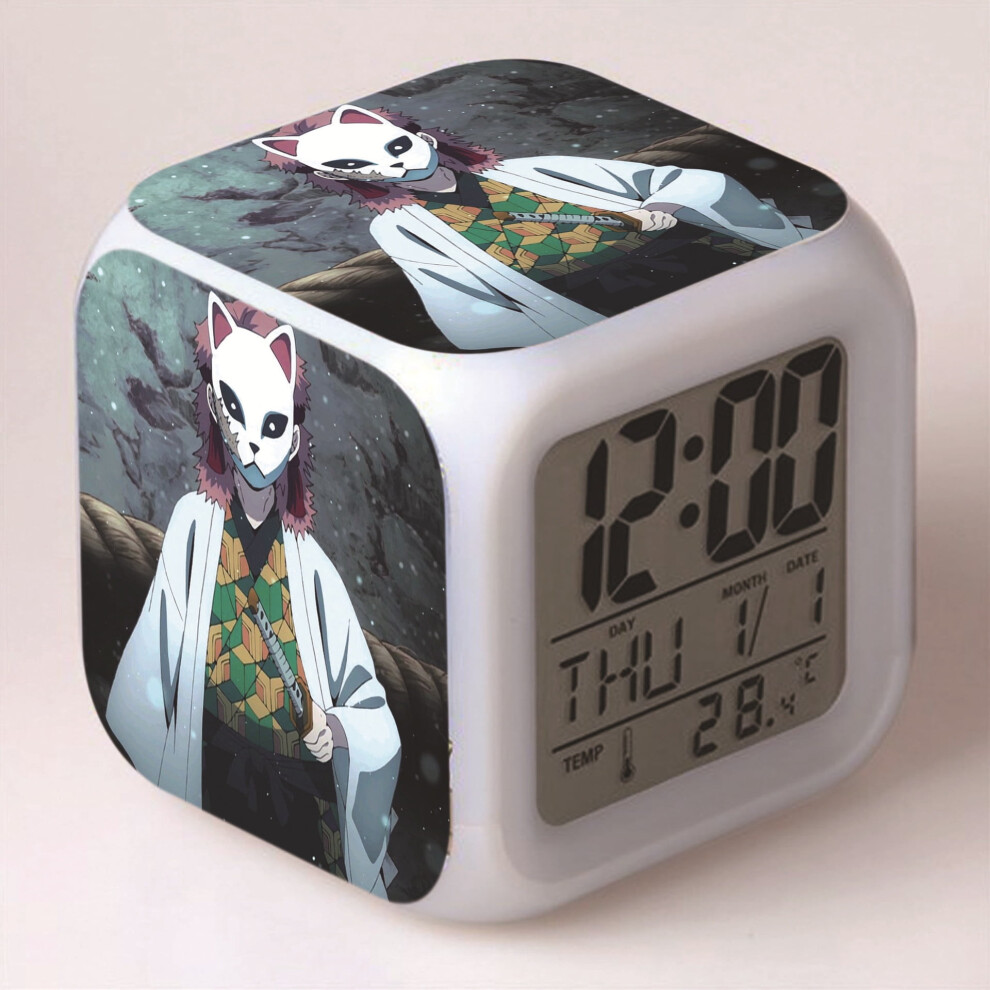 Hanntaoo Kids Digital Alarm Clock, Demon Slayer Led Color Changing Clock With Thermometer & Night Gift For Boys Girls Light