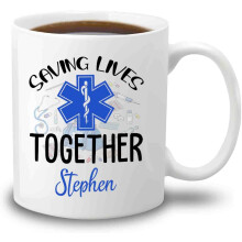 Personalized EMT Ceramic Coffee Mug 11oz, Custom Name, Compatible with Most Cup Holders, White Teacup for Men Women, Unique Gift