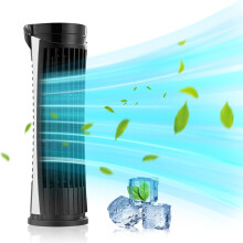 Wadada 10" Bladeless Tower Fan, Oscillating with Remote, 3 Speeds, Timer, Quiet for Bedroom Office Desk (Black)