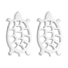 Cute Hollow Turtle Stud Earrings for Women, Gold Plated Stainless Steel Sea Animal Ear Bone Nail Jewelry, Trendy Lucky Gift, Compatible with Animal