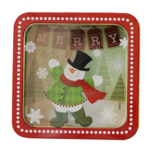 Christmas Candy Tin Box - Cookie & Candy Storage Tins with Lids, Square Food Containers for Holiday Giving, Compatible with Christmas Card Tin Holder
