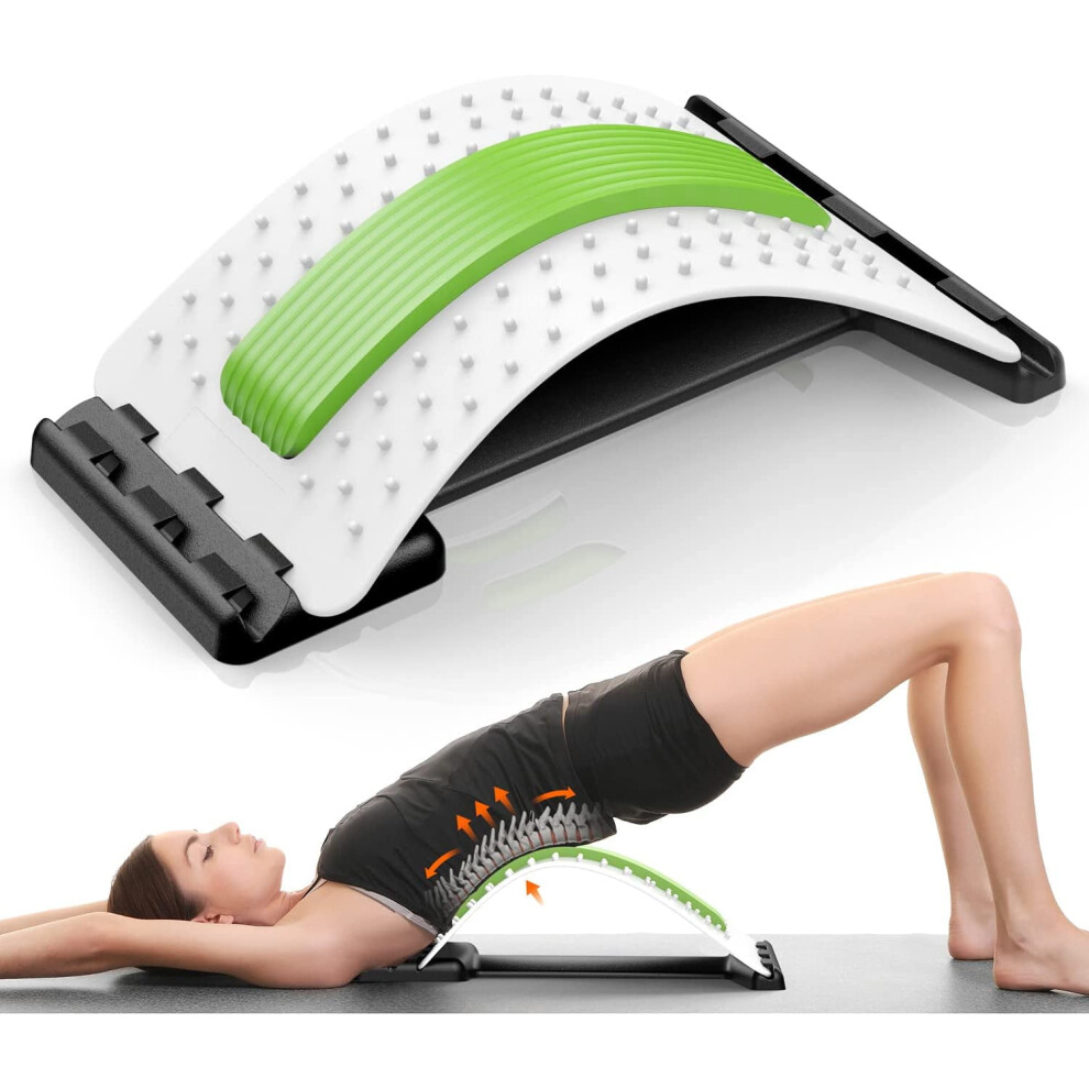 Back Stretcher, Multi-Level Back Cracker, Upper & Lower Back Pain Relief Device for Herniated Disc, Sciatica, Scoliosis(Green)
