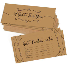 40 Pcs Blank Gift Certificates with Envelopes, 6.63x3.34 Inch, for Business, Salon, Restaurant - Simple Line Design