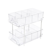 Lmueinov Pull Out Organizer, Clear Under Sink Rack Compatible with Bathroom, Kitchen, Closet Storage & Organization