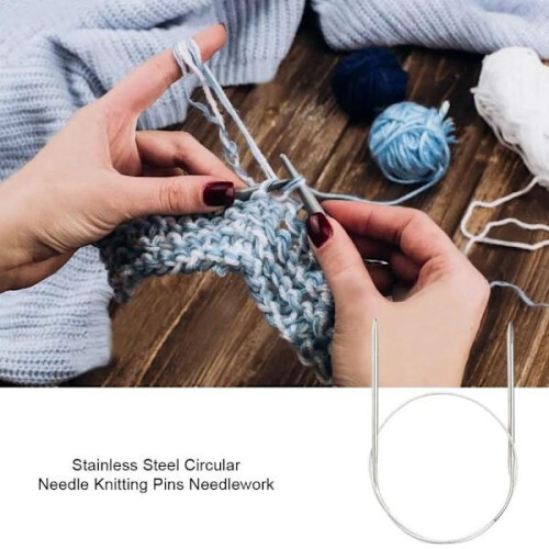 11 pcs Knitting Needles 65cm, Circular Needles, Tools for Knitting Projects Silver one size 1