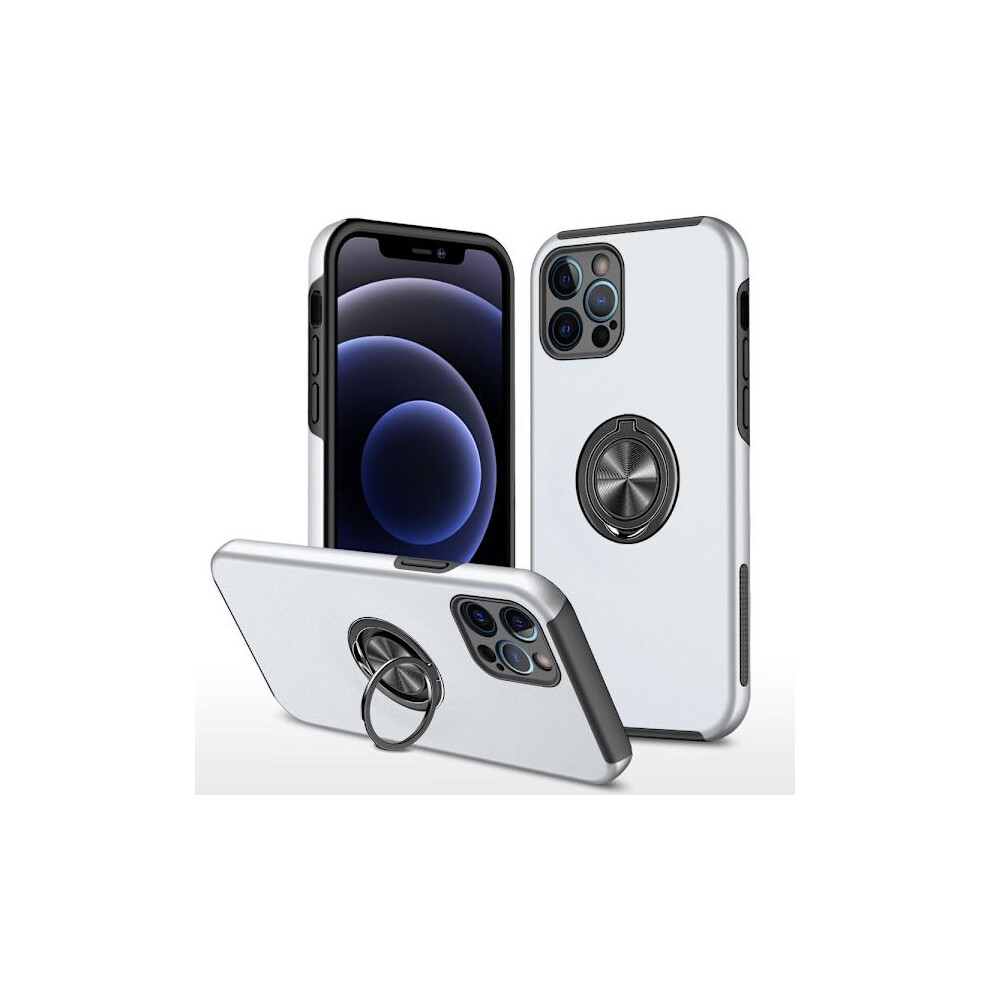 Compatible With Iphone 13 Mini Hybrid Case With Finger Ring - Silver 9180479490807