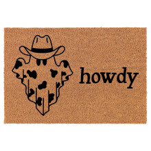 Welcome Doormat Coco Coir Door Mat Gift Western Ghost Cow Print Howdy Halloween (24" x 16")