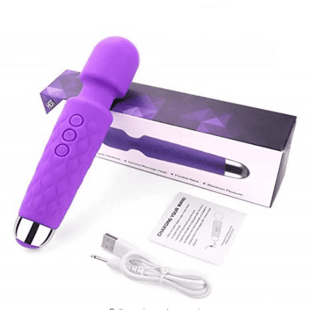 Rechargeable Handheld Massager for Deep Tissue, Muscles, Back, Neck, Foot - Cordless Electric Percussion Massage Wand, Purple