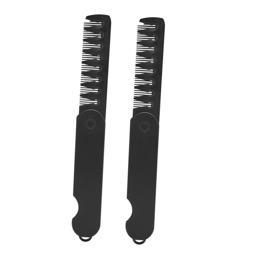 2pcs Folding Pocket Comb Wide and Fine Tooth Travel Hair Comb for Men and Women Styling