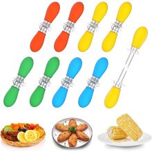 Wattne 16Pcs/8 Pairs Corn Holders, Stainless Steel Double Fork Skewers, Interlocking Design for BBQ, Camping, Parties