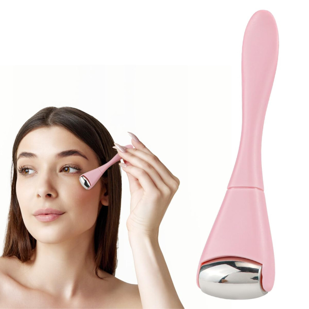 Pink Face Roller Ice Roller Mini Metal Eye Roller For Puffiness Relief And Facial Massage