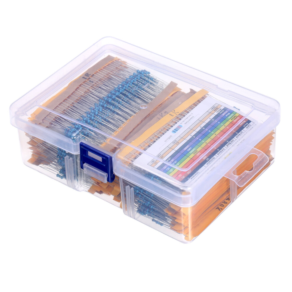 Kkmoon 2600Pcs 130 Values 1/4W 0.25W 1% Metal Film Resistors Assorted Pack Kit Set Lot Resistors Assortment Kit 9557311683251