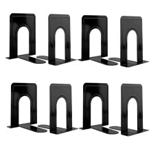 Heavy Duty Metal Bookends for Shelves with NonSkid Base, Decorative Black, 4 Pair 6.5x5x5.7 in