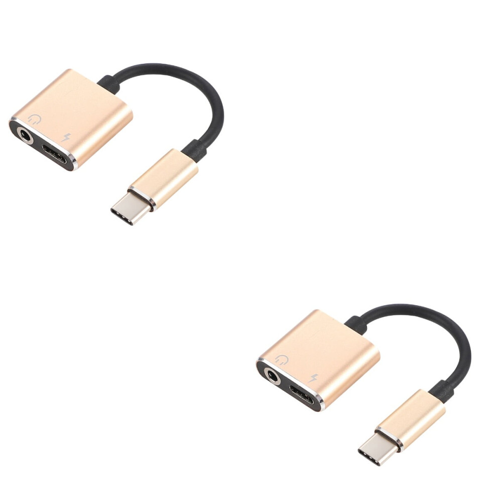 2Pcs Usb-C To 3.5Mm Adapter Cable, 2-In-1 Stereo Audio Aux Converter With Mic & Charging, Compatible With Pixel 2/2 Xl/Htc U11/Pro - Golden 9557311684050