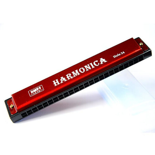 24-hole metal harmonica - professional harmonica for beginners - red