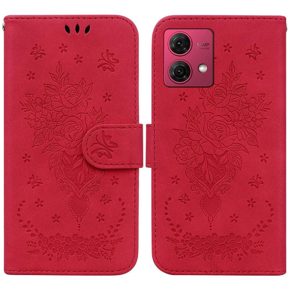Case For Motorola Moto G84 5G Flip Pu Leather Cover Kickstand Emboss Rose Flowers Wallet Case Card Slots 9557311685712