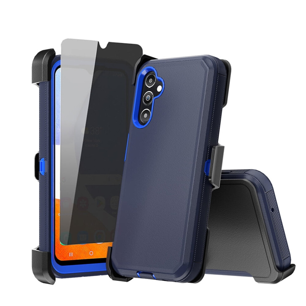 Xhy Compatible With Samsung Galaxy A14 5G Case With Belt Clip, Privacy Screen Protector, Military-Grade 3-In-1 Rugged Shockproof Armor - Dark 9557311685583