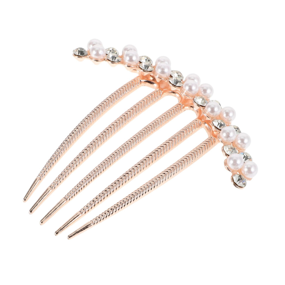 Unisex Silver Elegant Bridal Hair Comb With Pearls And Rhinestones For Weddings And Special Occasions