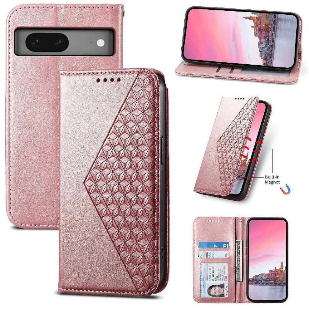 Flip Case For Google Pixel 7 Stand Daily Use Rhombus Shape Hand Strap Wallet 9557311685736