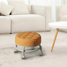 360 Rotating Roller Stool, Movable Mini Swivel Chair, Low Noise Heavy Duty Sturdy Lazy Housework Stool for Office Garage, Orange