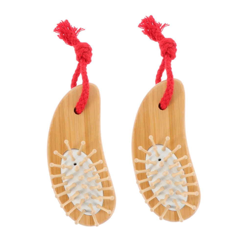 Mini Wooden Hair Comb Set 2pcs Portable AntiStatic Detangling Brush for Travel and Curly Hair