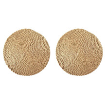 Round Braided Placemats, Natural Straw Mat Braided, Farmhouse Woven Mats for Kitchen, Dining Table, Dia 11.8", Set of 2