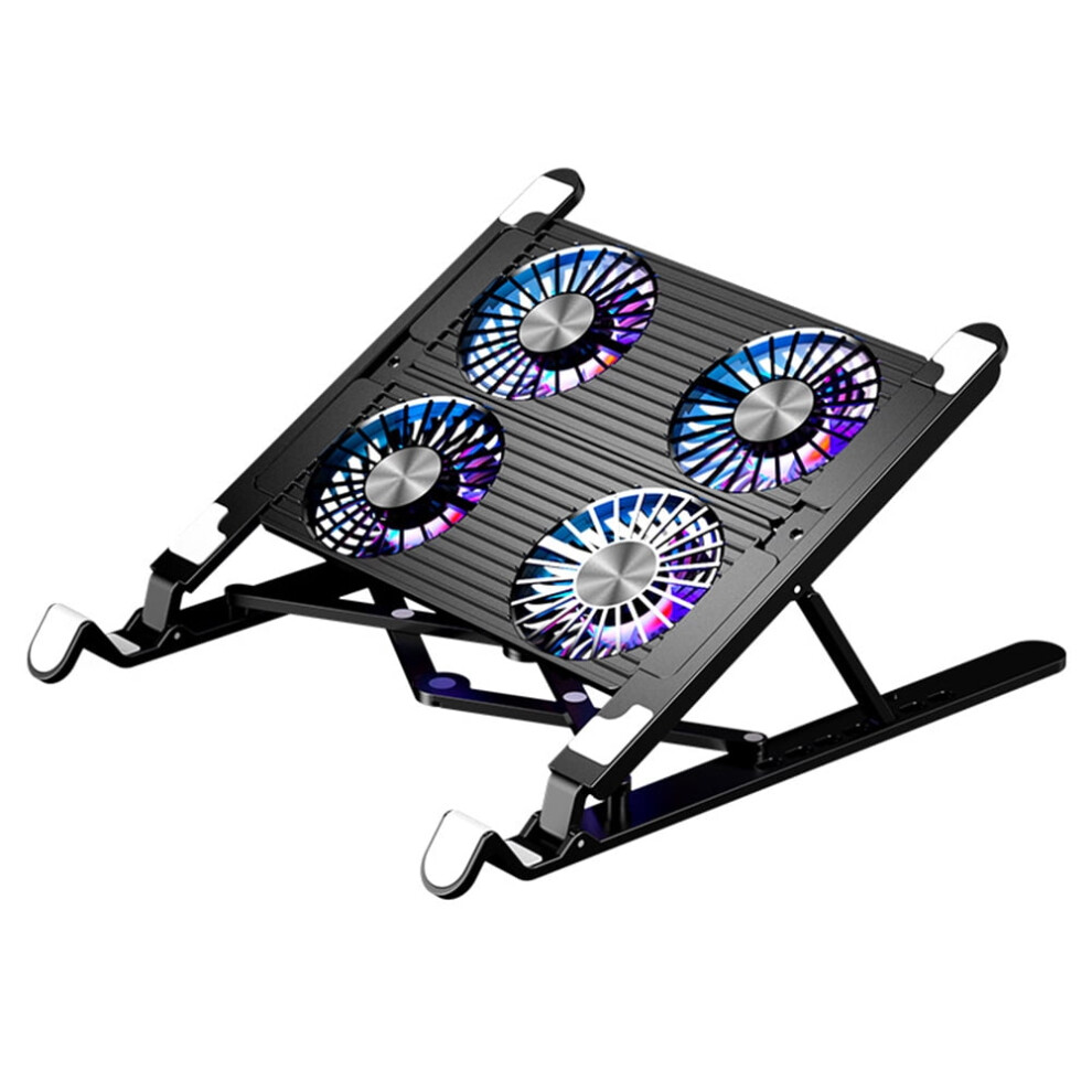 Jixopn Laptop Cooling Pad With 2/4 Fans Foldable Laptop Cooling Fan Rgb Silent Gaming Laptop Cooler Fan 7 Height For 11-17.3 Inch Laptops Black 9193271547396